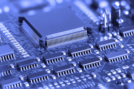 55117465 - blue electronic circuit board with microprocessor