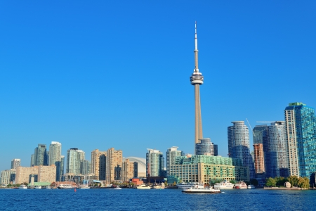 20109498 - toronto skyline panorama over lake with urban architecture.