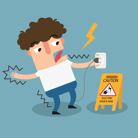 illustration of isolated electric shock risk caution sign.